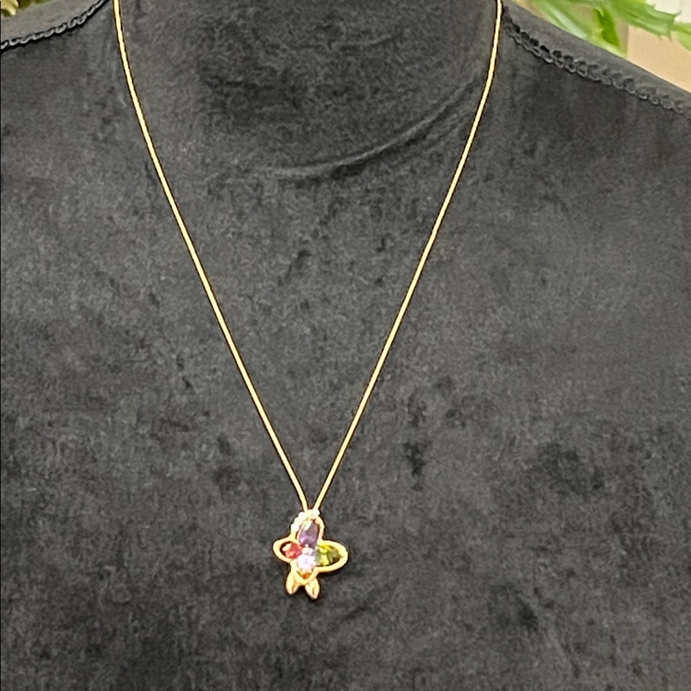 Xuping multicolored rhinestone butterfly necklace